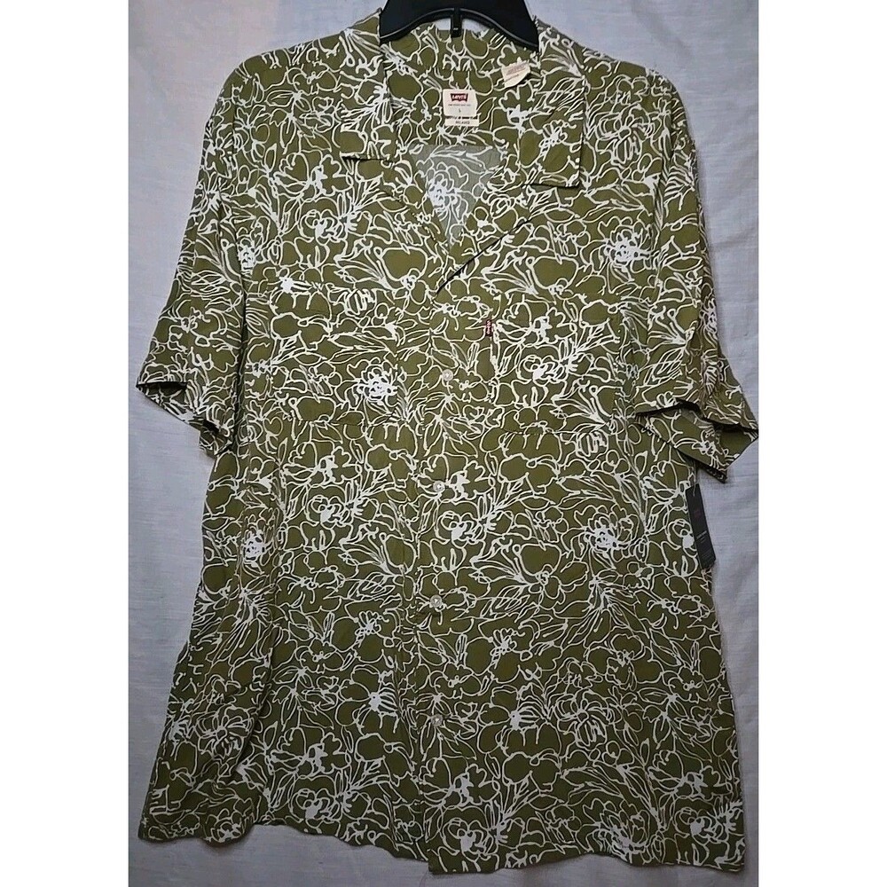 Men’s Levi’s Relaxed Classic Camper Shirt Slv Green Hawaiian Style Shirt Lg, NWT